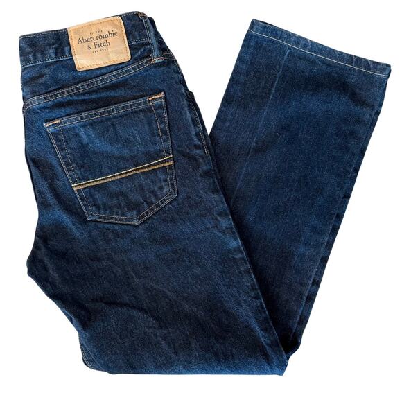 Abercrombie & Fitch Men's Bootcut Jeans Dark Wash Denim, Button Fly Size 31x30 - Picture 1 of 11